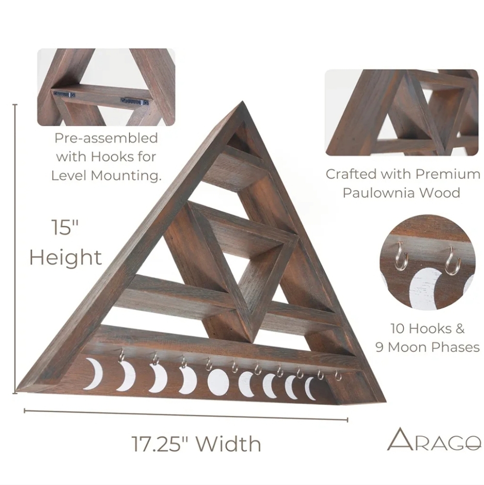 ARAGO Wooden Moon Shelf For Crystals - Picture 4 of 7
